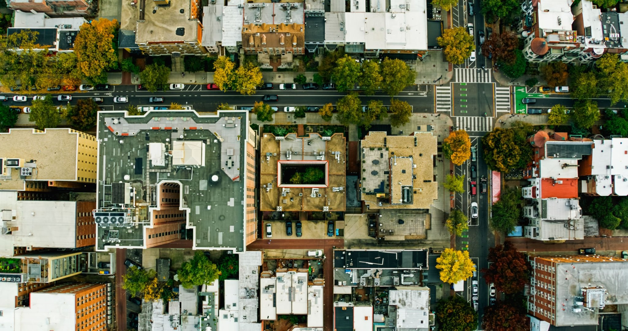 Aerial view of neighborhood